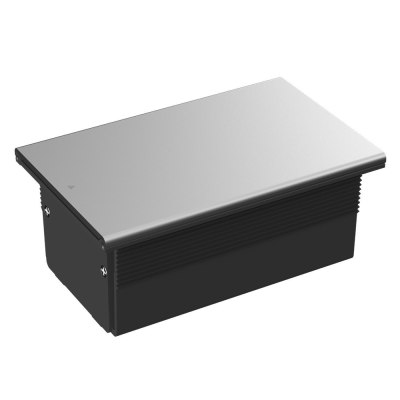 Donel Настольный встраиваемый розеточный блок, сдвижная крышка, 4 мод. (2 мод. 45х45), серебро, DDSB4SCAC