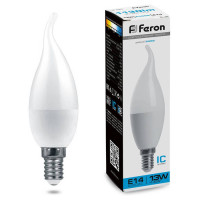 Лампа светодиодная, (13W) 230V E14 6400K С37T, LB-970, Feron 38114