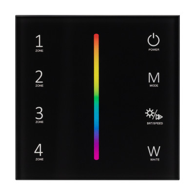 Панель Sens SMART-P30-RGBW Black (230V, 4 зоны, 2.4G) (Arlight, IP20 Пластик, 5 лет), 027104