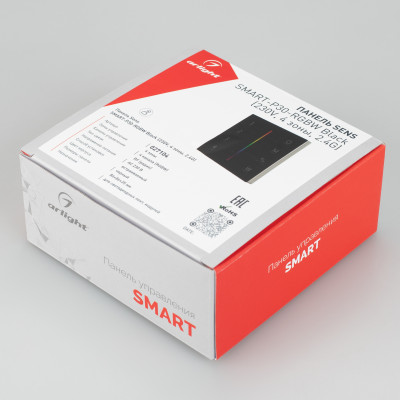 Панель Sens SMART-P30-RGBW Black (230V, 4 зоны, 2.4G) (Arlight, IP20 Пластик, 5 лет), 027104