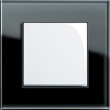 Gira Выключатель 1-клавишный, глянцевый белый - черное стекло, серия Esprit