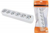 Колодка розеточная 6 гнезд 2П+З 16А 250В белая TDM Electric, SQ1806-0039