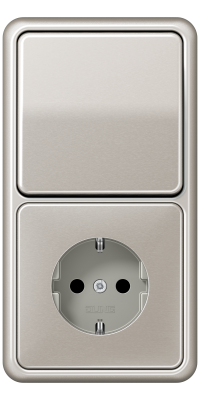 Jung Блок: Выключатель 1-клавишный с розеткой 2к+з,  серия CD 500