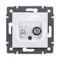 Розетка двойная спутниковая SAT + RJ45 Cat.5, белый Kollinger REA-014WH для Aspekt, Eleganz, Reflex Розетка двойная спутниковая SAT + RJ45 Cat.5, белый Kollinger REA-014WH для Aspekt, Eleganz, Reflex
