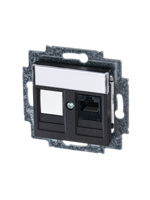 ABB EPJ Levit антрацит / дымчатый чёрный Розетка компьютерная RJ45 кат,5e+заглуш,, антрацит