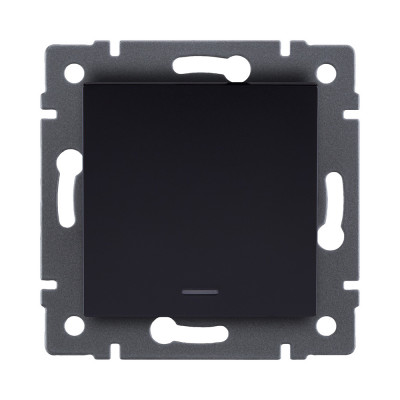 Выключатель 1-клавишный 10А/250В с LED подсветкой, черный Kollinger REA-S-002BK для Aspekt, Eleganz, Reflex