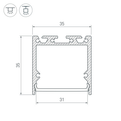 Профиль с экраном SL-LINE-3535-2500 WHITE+OPAL (Arlight, Алюминий), 036302