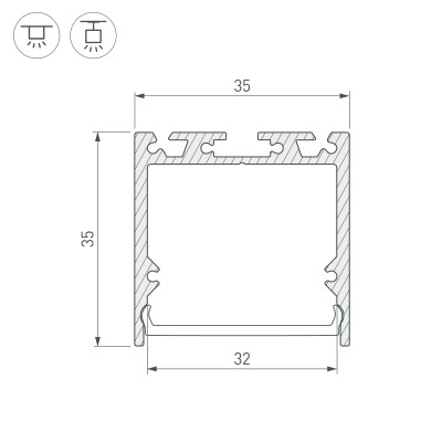 Профиль с экраном SL-LINE-3535-2500 WHITE+OPAL (Arlight, Алюминий), 036302