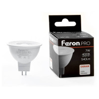 Лампа светодиодная, (7W) 230V G5.3 4000K MR16 с линзой 38 градусов, LB-1607, Feron 38180