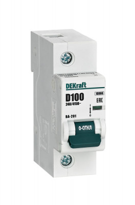 DEKraft Автоматический выключатель 1Р 100А х-ка D ВА-201 10кА