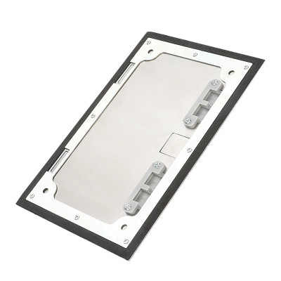 Люк напольный на 2 модуля (горизонт.), металлический, h=100мм, с рамкой, крышка без углубления, TIMIUX, нержавеющая сталь, EU2GH100R ST