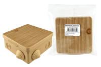 Распаячная коробка ОП 100х100х55мм, крышка, сосна,  IP54, 8вх. инд. штрихкод TDM Electric, SQ1401-0713