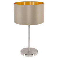 31629 Настольная лампа MASERLO, 1х60W (E27), ?230, H420, никель мат./текстиль, серо-коричневый, золо