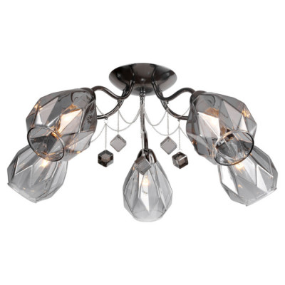 LUSSOLE SEMINOLE Люстра потолочная, цвет основания - черный хром, плафон - стекло (цвет - серый), 5x40W E14, LSP-8280