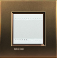 Выключатель 1-клавишный, вставка - белый, серия Living Light, цвет Бронза