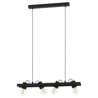 43848 Подвесной потолочный светильник (люстра) PLIMSOLL, 4Х15W, E27, L770, B95, H1100, сталь, дерево