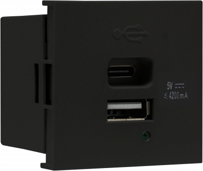 Donel USB зарядное устройство, 4.2A , Type A + C, 2 мод., черн. матовая (45х45мм)