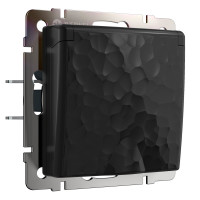 Werkel W1271208/ Розетка влагозащ. с зазем. с защит. крышкой и шторками (hammer черный), a052053 Werkel W1271208/ Розетка влагозащ. с зазем. с защит. крышкой и шторками (hammer черный), a052053