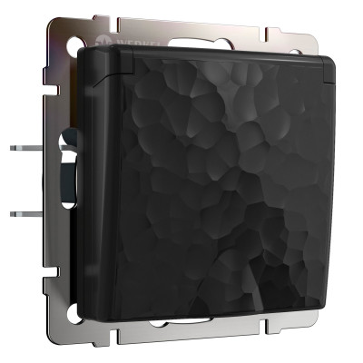 Werkel W1271208/ Розетка влагозащ. с зазем. с защит. крышкой и шторками (hammer черный), a052053