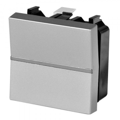 N2201 PL - Механизм 1-клавишного 1-полюсного выключателя с клавишей, 2-модульный, серия Zenit, цвет серебристый - 2CLA220100N1301