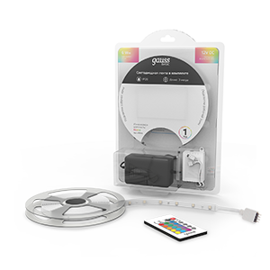 Gauss Лента Basic в комплекте 12V 6W/m 390lm/m RGBW IP20 LED 3m 1/50, BT010