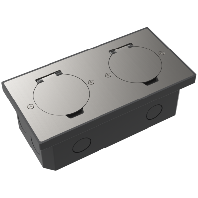 Лючок 4 мод. (2 мод. 45х45 мм.), круглая крышка, никель, IP44, Donel, DFB22ZMRN