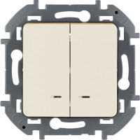 Legrand Выключатель двухклавишный с подсветкой/индикацией - Legrand Inspiria - 10А 250В безвинтовые зажимы - слоновая кость, 673631