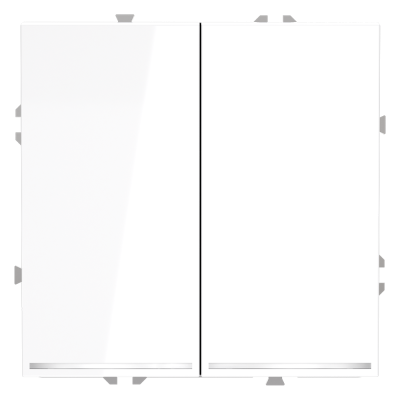 Выключатель встраиваемый VOLTUM S70 двухклавишный с подсветкой 10А, (белый глянцевый), VLS020201