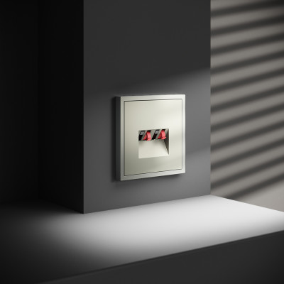 Розетка акустическая встраиваемая VOLTUM S70 4-местная, (сталь), VLS060305