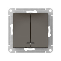 ATN000653S - ATLASDESIGN 2-клавишный ВЫКЛЮЧАТЕЛЬ с подсветкой, сх.5а, 10АХ, мех., быстрозажим. клем., МОККО, Systeme Electric