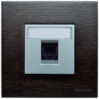 ABB Компьютерная розетка, вставка - алюминий, рамка - дерево венге, серия Zenit