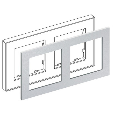 IRIDIUM Рамка на 2 поста, серебристый, Monaco 04 без кромки, 04P202