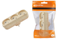 Блок на 3 гнезда 2П б/з плоский 6А 250B "Эко" (сосна) TDM Electric, SQ1806-0075