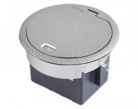 Круглый влагозащищенный люк на 1 розетку, цвет сталь