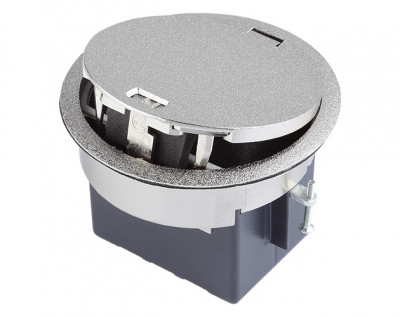 Круглый влагозащищенный люк на 1 розетку, цвет сталь