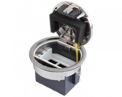 Круглый влагозащищенный люк на 1 розетку, цвет сталь