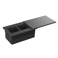 Donel Настольный встраиваемый розеточный блок, сдвижная крышка, 4 мод. (2 мод. 45х45), черный, DDSB4SCAB