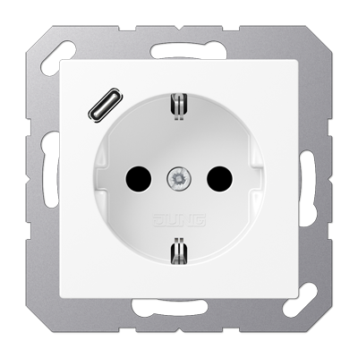 Розетка SCHUKO® с USB-зарядным устройством, тип С; термопласт; белый матовый, A1520-18CWWM