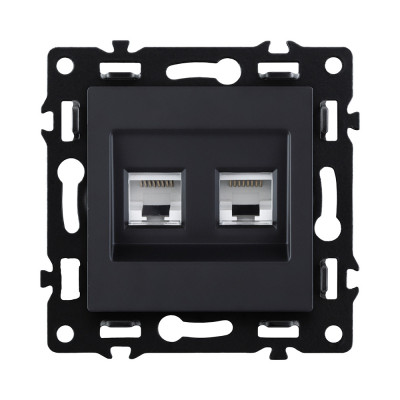 Розетка двойная Ethernet RJ45 Cat.6, черный Kollinger Asthetik AS-018BK