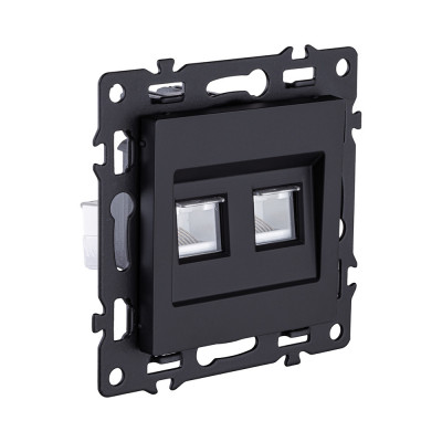 Розетка двойная Ethernet RJ45 Cat.6, черный Kollinger Asthetik AS-018BK