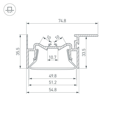 Профиль FOLED-50-CEIL-SIDE-2000 (Arlight, Алюминий), 035770