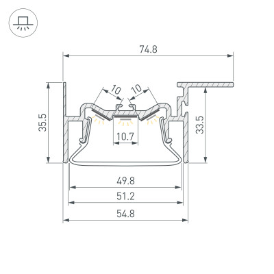 Профиль FOLED-50-CEIL-SIDE-2000 (Arlight, Алюминий), 035770