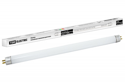 Лампа люминесцентная линейная двухцокольная ЛЛ-16/8 Вт, T5/G5, 6500 К, длина 302,5мм TDM Electric, SQ0355-0018