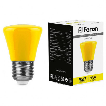 Лампа светодиодная,  (1W) 230V E27 желтый C45, LB-372, Feron 25935