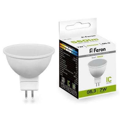Лампа светодиодная, (7W) 230V G5.3 4000K MR16, LB-26, Feron 25236