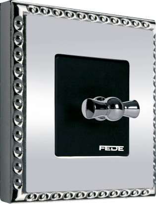 Fede Выключатель 1-клавишный, тумблерный, цвет черный - Bright Chrome, серия Toledo