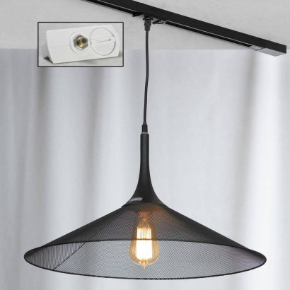 LUSSOLE CHEEKTOWAGA Подвесной светильник, цвет основания - черный, плафон - металл (цвет - черный), 1x60W E27, LSP-9813-TAW