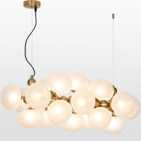 LUSSOLE Covington Линейно-подвесные светильники, цвет основания - матовое золото, плафон - стекло (цвет - белый), 20x6W G9, LSP-8650