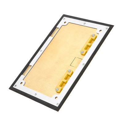 Люк напольный на 2 модуля (горизонт.), металлический, h=100мм, с рамкой, крышка без углубления, TIMIUX, золото, EU2GH100R GD