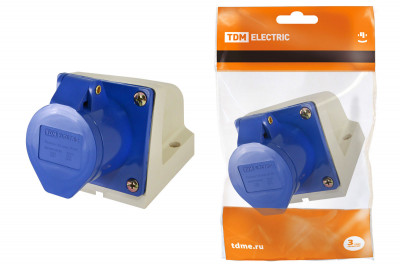 Розетка 113 стационарная 2Р+РЕ 16А 220В IP44 TDM Electric, SQ0602-0001